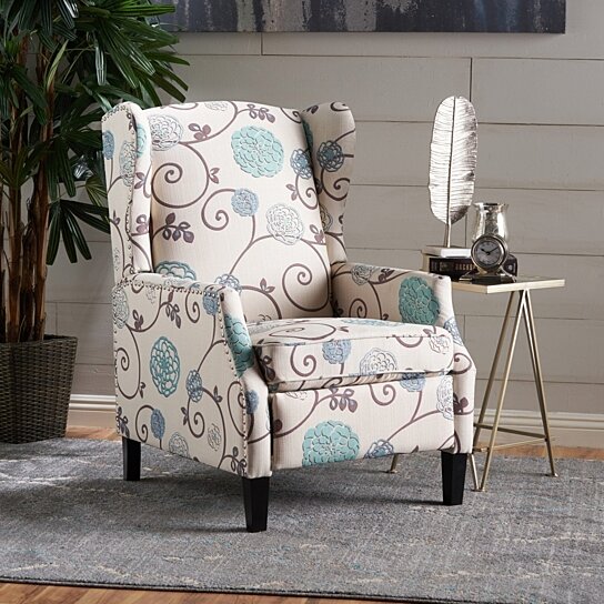 Westeros Traditional Wingback Fabric Recliner Chair